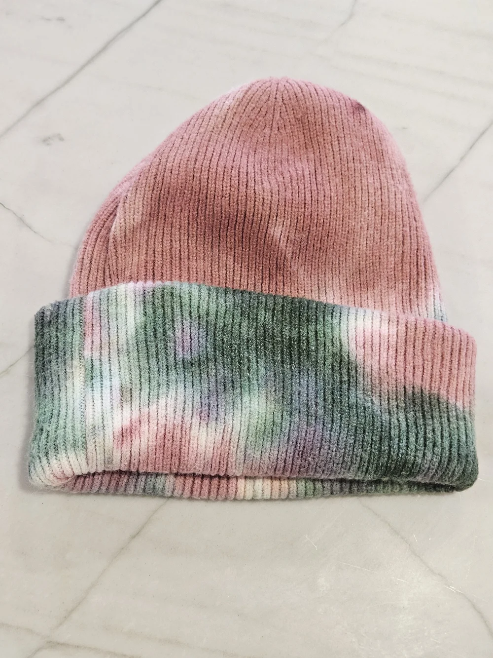 Wild Fable Pink & Green Tie-Dye Knit Beanie Hat
